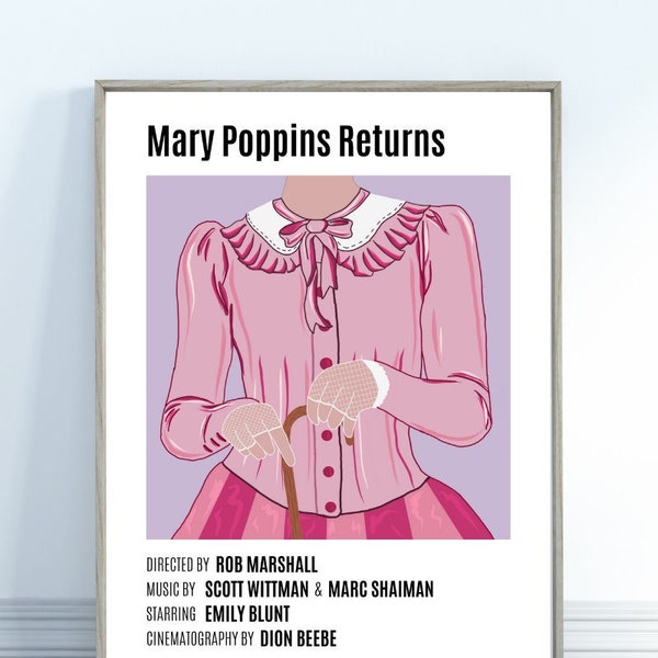 Mary Poppins Returns Poster | Digital Download | Minimalist | Wall Decor | Hand-Drawn