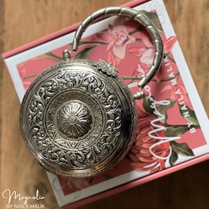 Antique Silver Clutch Bag Round Trendy Ethnic Unique | PRE ORDER