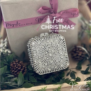 Silver mini cute rhinestone clutch box bag. | Gift for her | Pre Order only