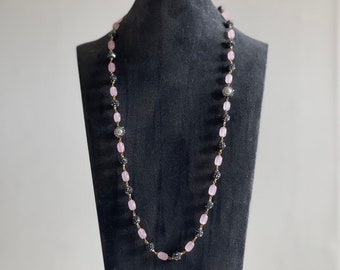 Versatile Long Necklace  | mala haar in pink and silver tones