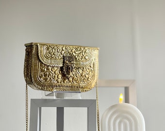 Gold Antique Style Brass Clutch Vintage | gift for her | READY TO SHIP