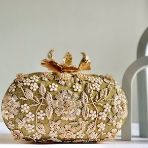 Grüne Handtasche | Mehndi | Henna-Braut | Hellgrüne Clutch | Vorbestellung