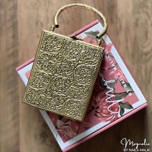 Antique Gold Clutch Bag Statement Bridal Trendy Ethnic Unique | READY TO SHIP
