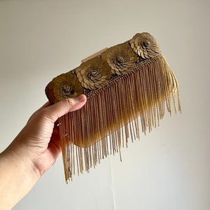 Retro gold clutch with chic hanging chains - Vintage glam statement bag | PRE ORDER
