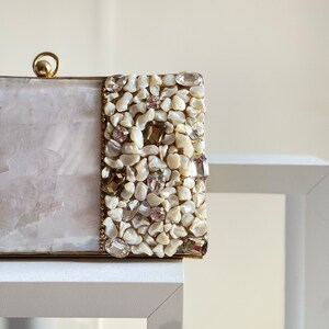 Silver and Gold Embellished Baroque Pearls Evening Clutch Purse image 3