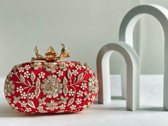 Royal Affair Dark Maroon Embroidered Potli Bag – Teejh