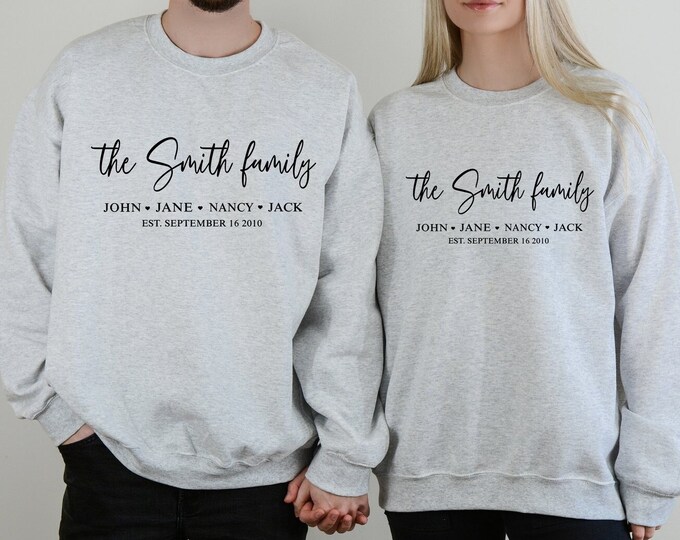 Custom Family Name Sweatshirt, Our Family Sweatshirt,  Last Name Sweatshirt, Sign With Kids Names Sweatshirt, Family Name Sign Sweatshirt