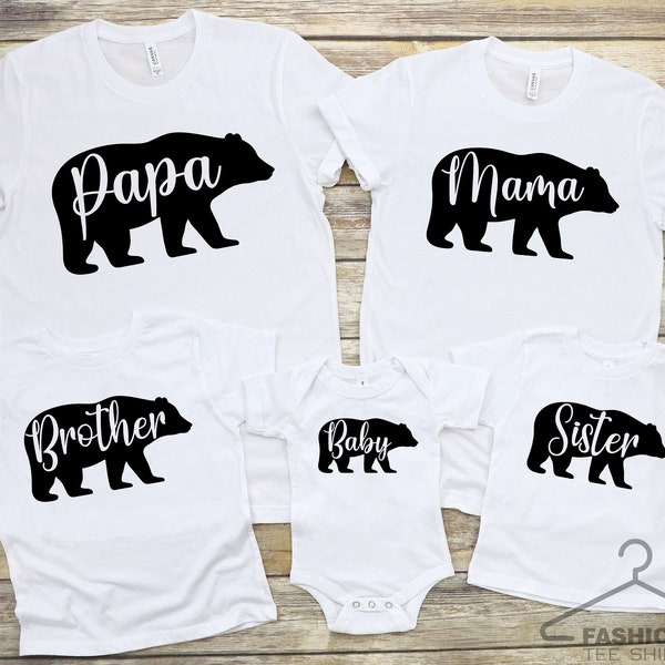 Bear Family Shirts, Matching Family Bear Tees, Mama Bear T-Shirt, Papa Bear Shirts, Baby Bear Shirts, Mommy and Me T-Shirt, Brother Bear Tee