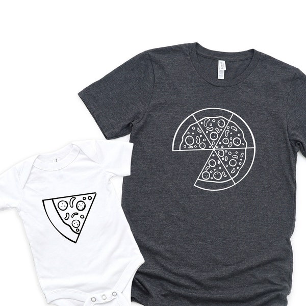 Pizza and Slice Shirt, Pizza Matching Family Shirt, Pizza Lovers Gift, Fathers Day Tshirt, Dad and Me Shirt, Dad and Baby Gift, Pizza Shirts