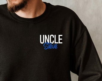 Custom Name Uncle Pocket Sweatshirt, Pregnancy Announcement Minimalist Sweatshirt for Uncle, New Uncle Sweatshirt, Personalized Uncle Hoodie