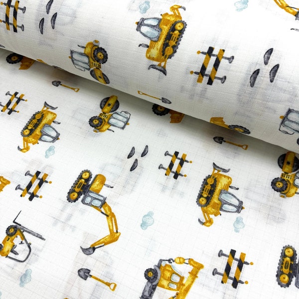 Tractor Double Gauze Fabric Consturction Machine, Construction Machines Muslin Fabric %100 Cotton Muslin - Fabric Sold By the Yard
