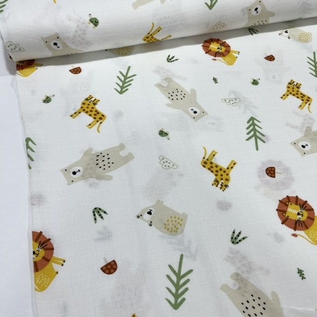 Double Gauze Fabric, Organic Soft Cotton Fabric, Woodland Baby Fabric,  Newborn Fabric, Forest Animal Fabric, Muslin Clothing Fabric by Yard 