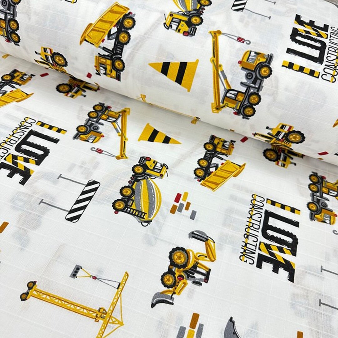 Double Gauze Fabric Tractor Construction Machines Muslin Etsy