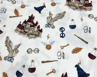 Wizard School Double Gauze Fabric: 100% Cotton Muslin, 63" Wide
