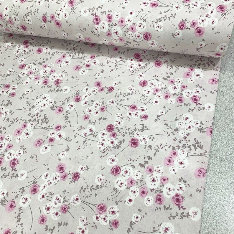 Sheeting Fabric Floral  Pink 100% Cotton 94" 240 Cm 