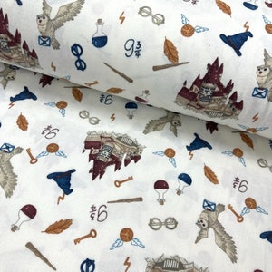 Wizard Flannel Fabric by the yard, School of Magic Flannel Fabric Sold By the Yard, Sorcery School Fabric, %100 Cotton 94 inch/240 cm width
