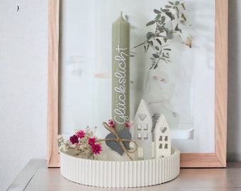 Lucky Light gift box, candle plate with light house made of Raysin, decorative plate with candle, gift set with dried flower bouquet