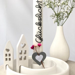 Glückslicht Geschenkbox mit Kerzenhalter 2 Häuschen aus Raysin, personalisierte Kerze , Geschenkset Bild 7