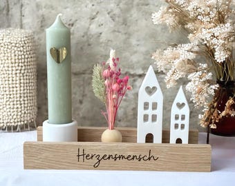 Gift set "Soulmate" with light houses and candle, candle gift set with dried flowers