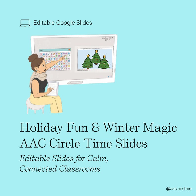 Holiday Fun & Winter Magic AAC Circle Time Slides | Editable Google Slides with Core Boards image 1