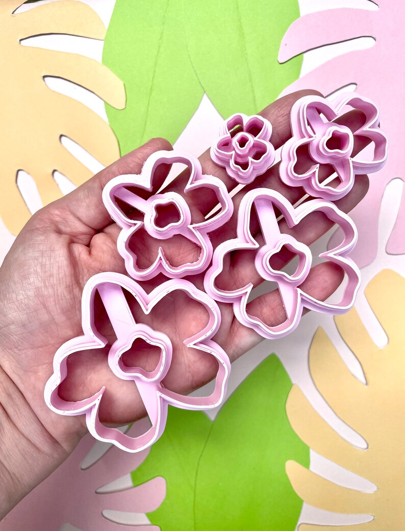 Pentaflower Flower Shape Cutter For Polymer Clay, Polymer Clay Tools, Clay Cutter Set, Earrings Cutter, Polymer Clay Supplies, 3D Printed image 3