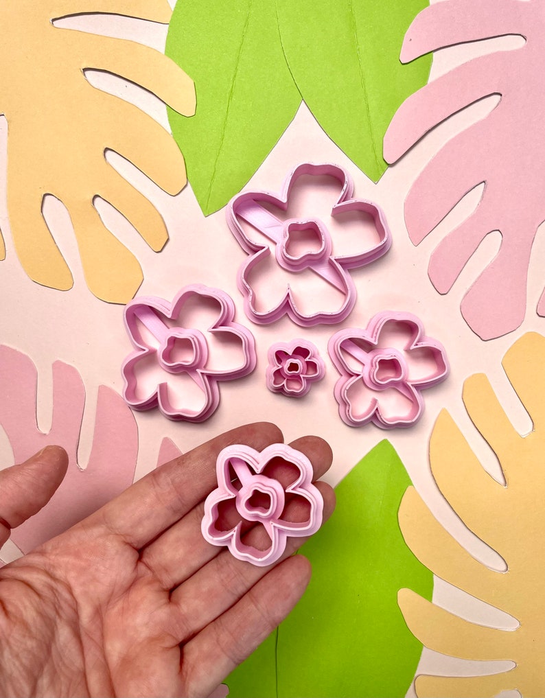 Pentaflower Flower Shape Cutter For Polymer Clay, Polymer Clay Tools, Clay Cutter Set, Earrings Cutter, Polymer Clay Supplies, 3D Printed image 2