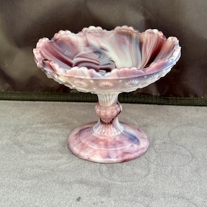 Antik fransk marmorerad opalin smyckesringfat