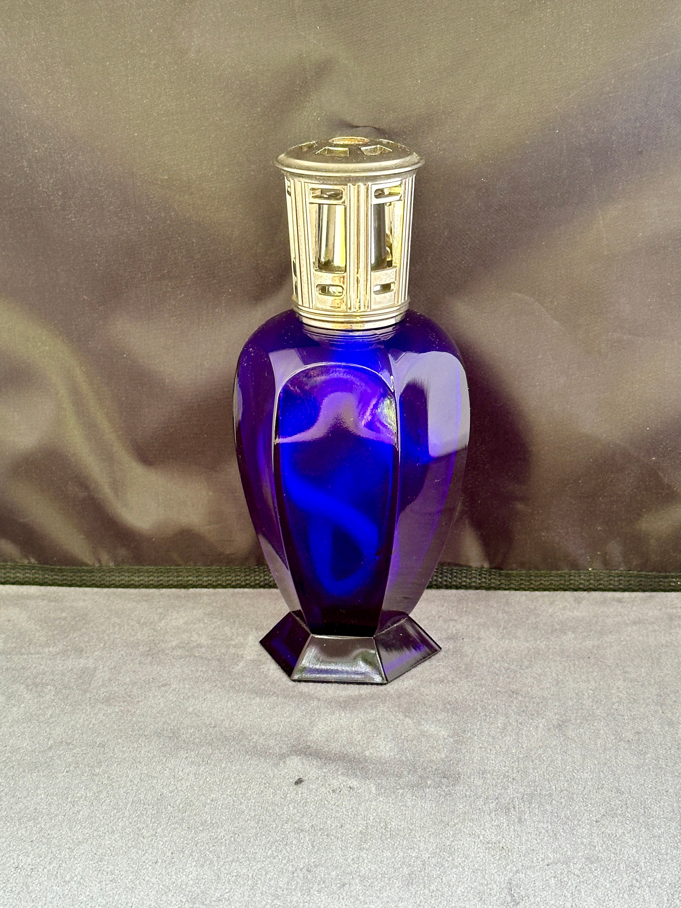 Lampe Berger Vintage Céramique Bleue - Motifs Arabesques Et Coeur - Saint Valentin