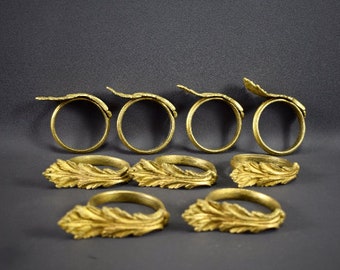 Vintage Set of 9 Antique French Leaf Bronze Curtain Rings Interior decoration 19th