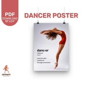 Definition of Dancer Poster 18x24 Dance Studio - Digital Download - Printable