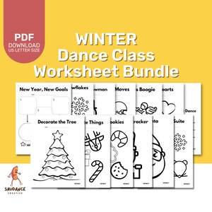 Dance Teacher Winter Dance Class Worksheet Bundle for Dance Studio - Digital Download - Printable
