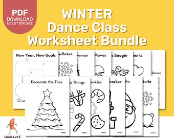 Dance Teacher Winter Dance Class Worksheet Bundle for Dance Studio - Digital Download - Printable