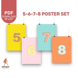 Colorful 5-6-7-8 Beats Dance Poster Set 24x18 Dance Studio - Digital Download - Printable