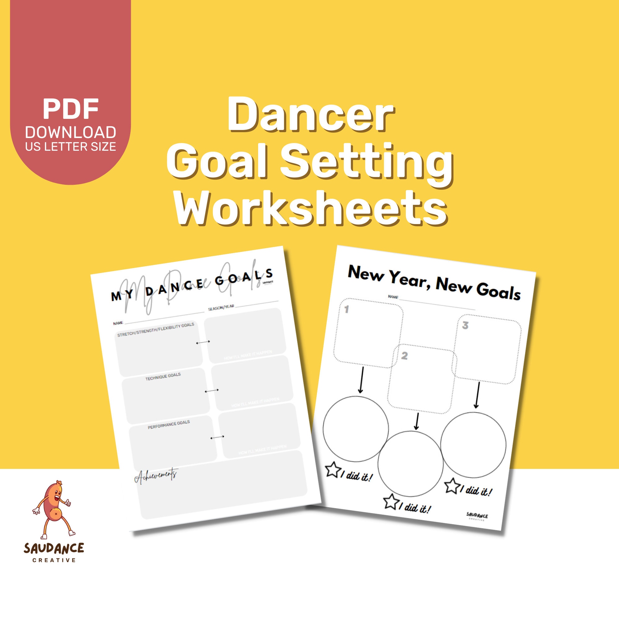 Dancer Goal Setting Worksheets Dance Studio Dance Teacher Digital