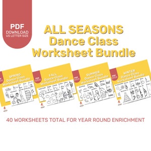 Dance Teacher Seasonal Dance Class Worksheet Bundle - Dance Studio - Digital Download - Printable
