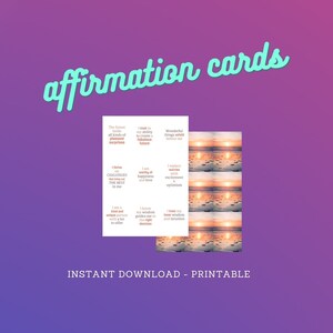 Tarjetas de afirmación: baraja de 53 tarjetas de afirmación imprimibles para la confianza y la autoestima: ¡incluye todo lo que necesitas para imprimir en casa!