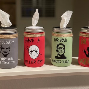 Horror Movie Tissue Mason Jars