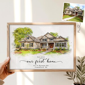 Custom Home Portrait, Our First Home Sign, Gift For Home Owner, Watercolor Of House, Housewarming Gift First Home, Realtor Closing Gift