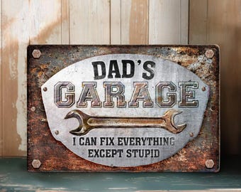 Custom Garage Sign For Dad, Garages Metal Sign Decor, Workshop Signs, Dads Gifts