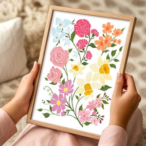 Personalized Grandma's Garden Wall Art, Birth Mont Family Flowers Print