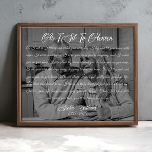 As I Sit In Heaven Gift For Loss of Mom, Custom Photo Memorial Gift For Loss Of Mom, Mother Remembrance Gift, Bereavement Gift
