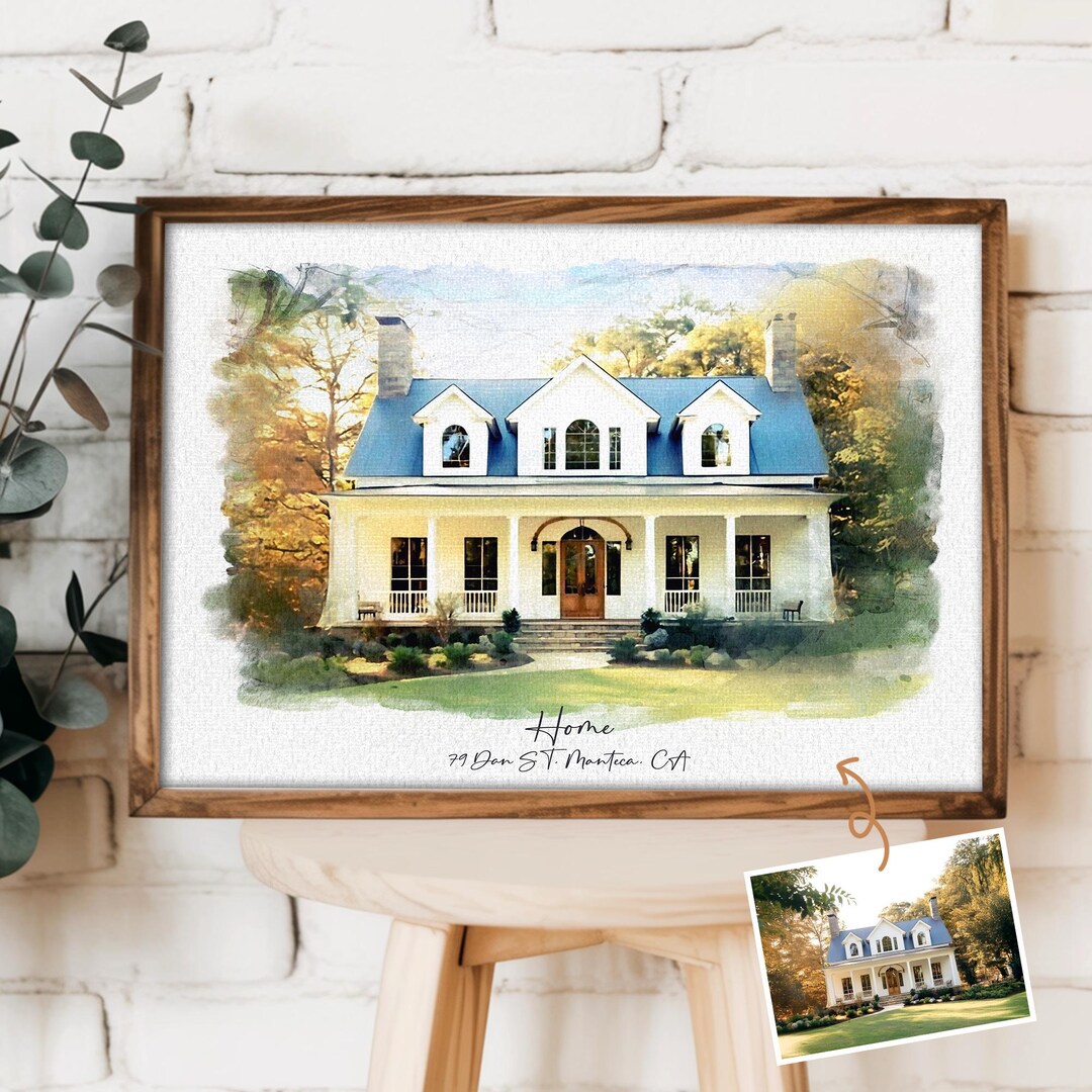 Custom New Home Gifts, Watercolor House Portrait, House Warming Gift ...