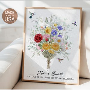 Custom Family Birth Flower Bouquet Birth Month Flowers, Mother's Day Gift Matte Physical Print