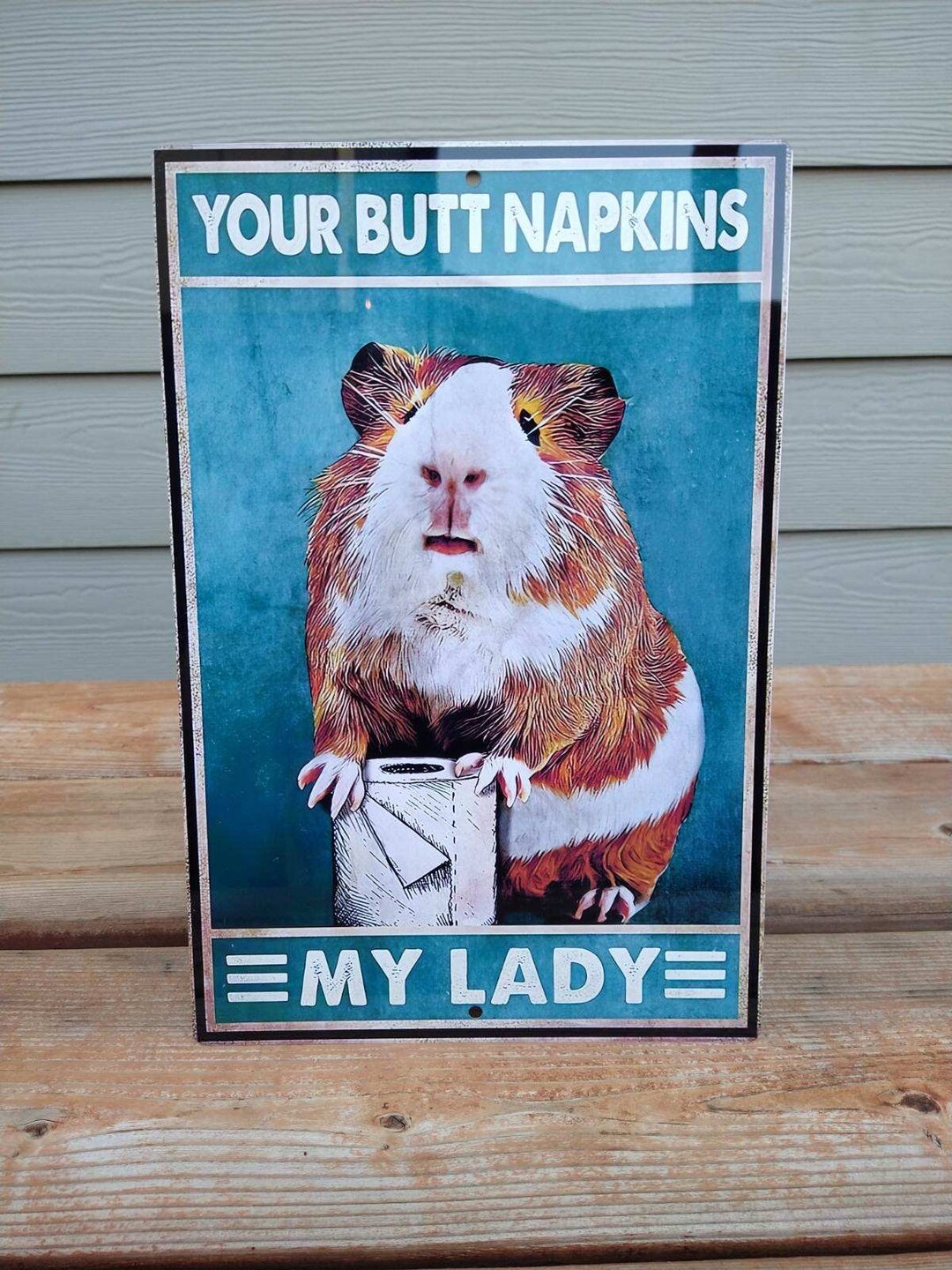 Lustiges Katzen-Blechschild „Your Butt Napkins My Lady“ – Vintage-Wanddekoration Für Bad, Wohnzimmer Oder Als Geschenk