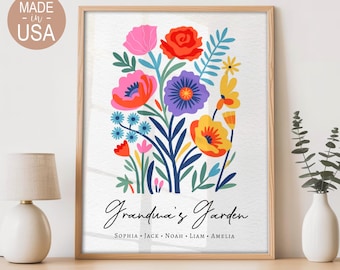 Grandma Birth Flower Bouquet Mothers Day Gift, Personalized Grandma's Garden Gifts