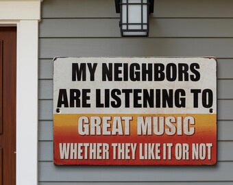 Raccoon Guitar Decor, My Neighbors Are Listening To Great Music Sign, Coffee Bar Sign, Farmhouse