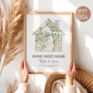 Custom New Home Gifts, Custom Home Map, Home Sweet Home, New House Gift Idea, Housewarming Gift For Couple, Unique Housewarming