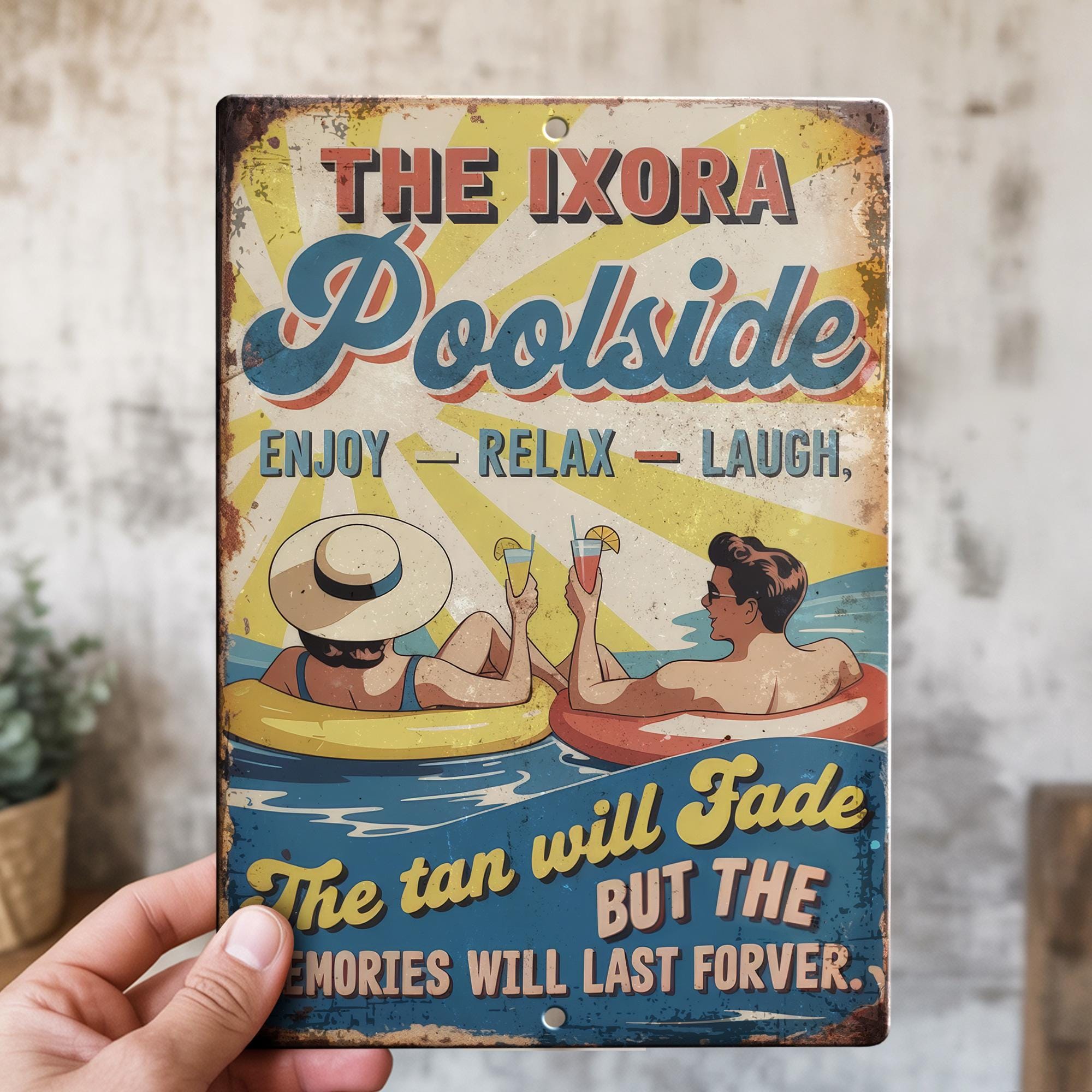 Personalized With Your Name Funny Poolside Pool Sign Retro Metal ...