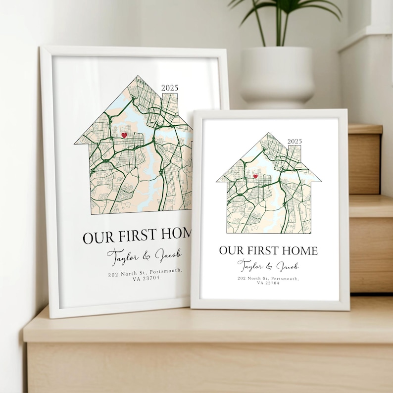 Custom New Home Gifts, Our First Home Map, New Home Gift Ideas, First ...