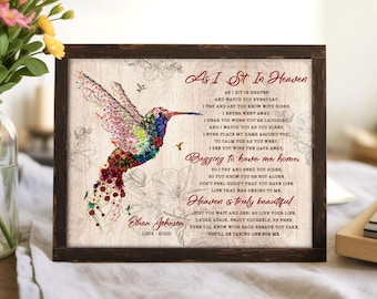Hummingbird As I Sit In Heaven Memorial Gift, Custom Name Canvas, Memorial Christmas Gift For Loss Of Mother, Bereavement Gift, Grief Gift
